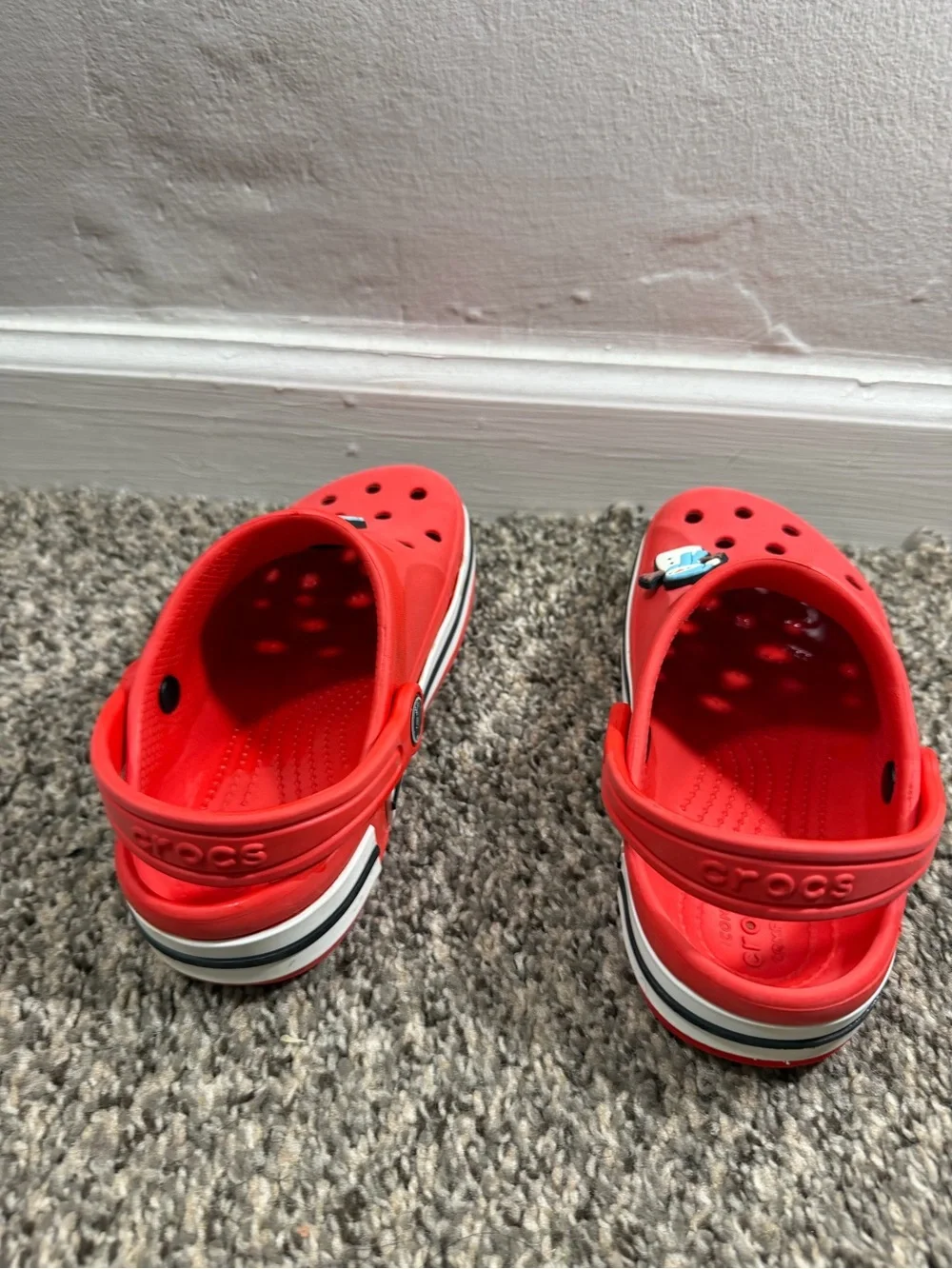 CROCS Kids Red Clogs with Cute Jibbitz Charms